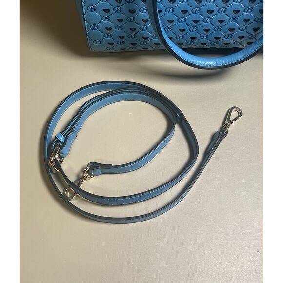 Brangio Italy Millionaire Double Layer Crystal Engraved Matte Satchel Ocean Blue - Picture 7 of 16